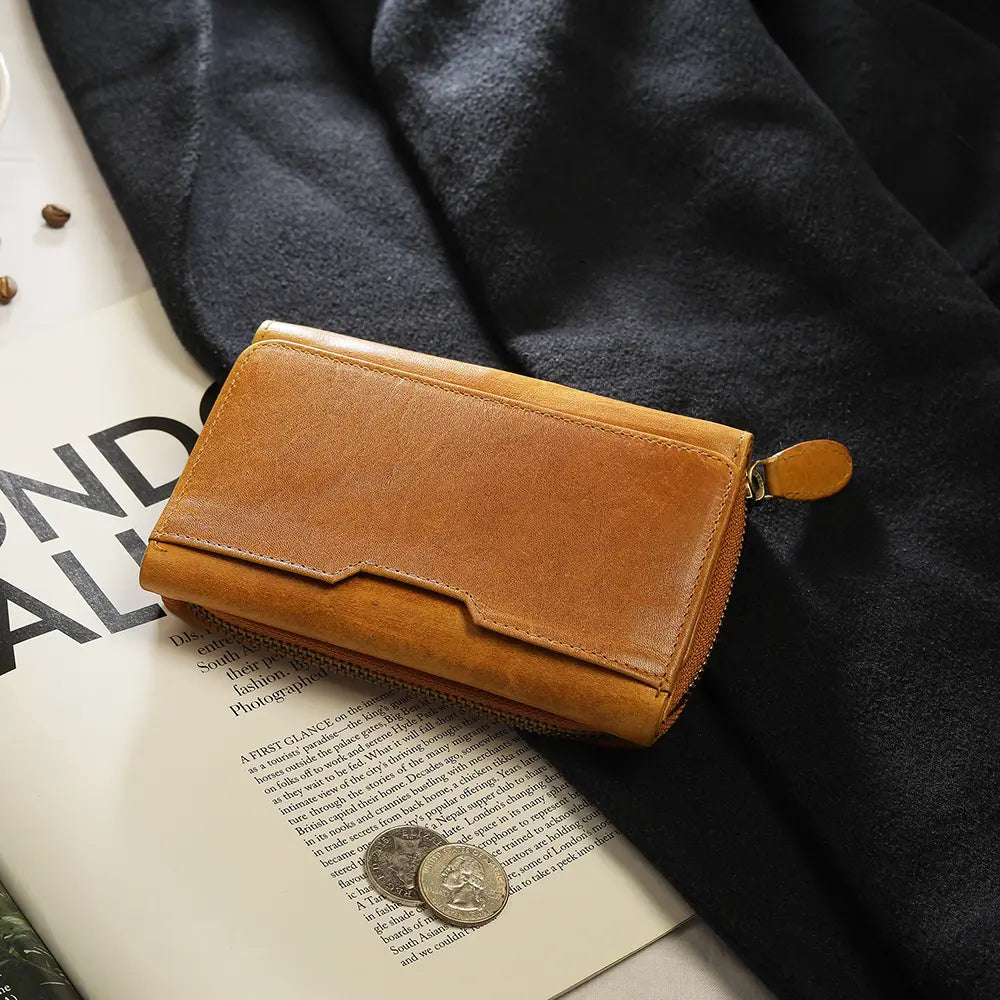 Tan Leather Purse Trifold Eterna Horizon 01