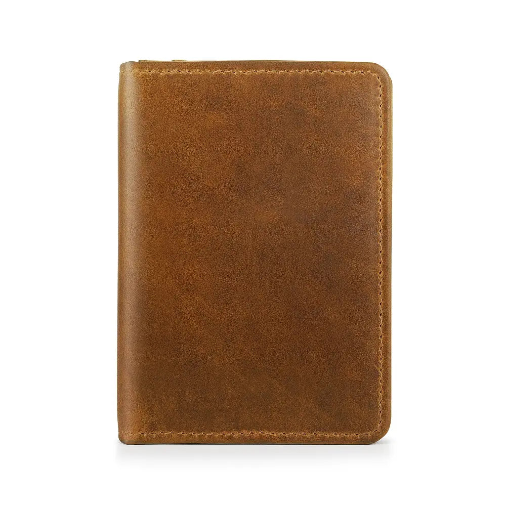 Front view of Tan Leather Credit Cardholder Mayfair