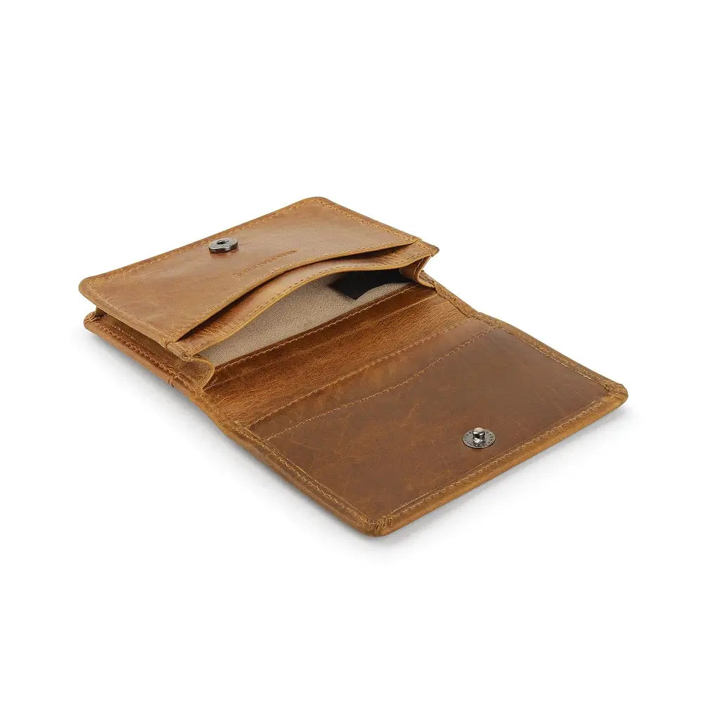 Front view of Tan Leather Credit Cardholder Mayfair 