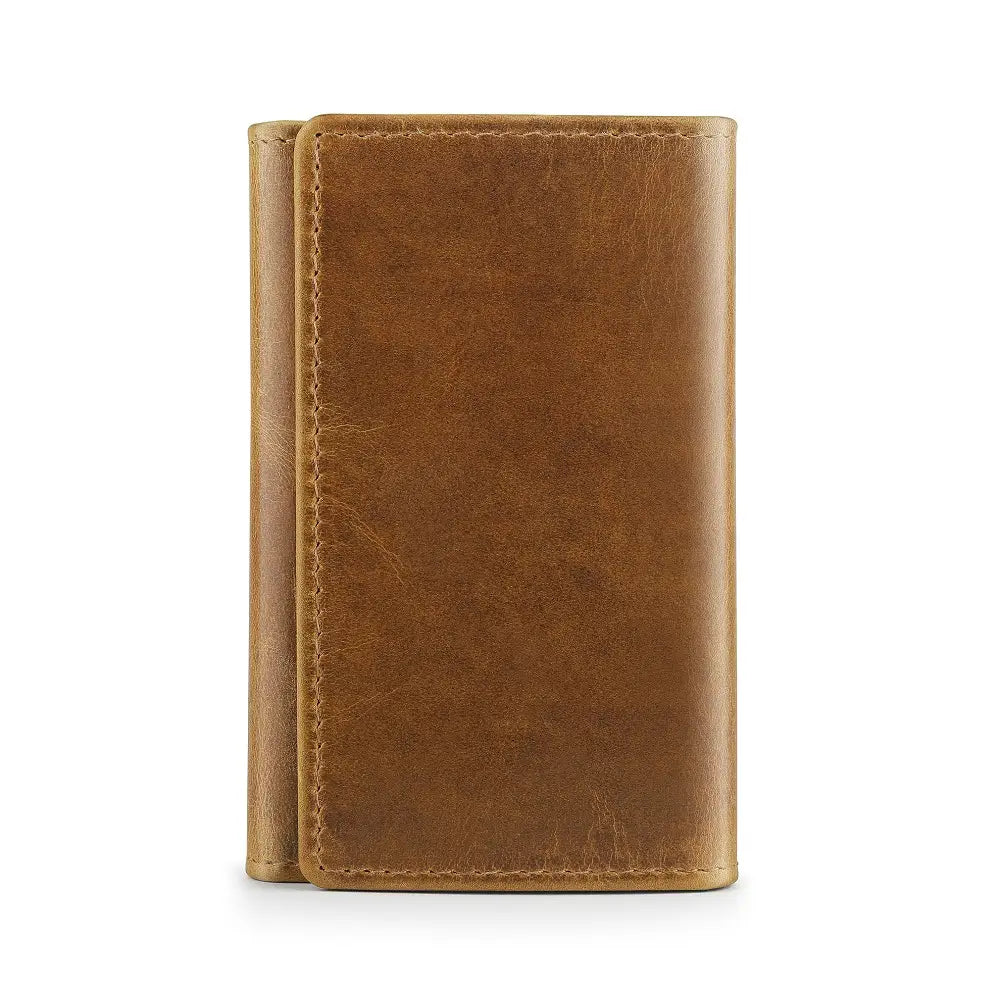 Front Vew of Tan Leather Key Holder Wallet