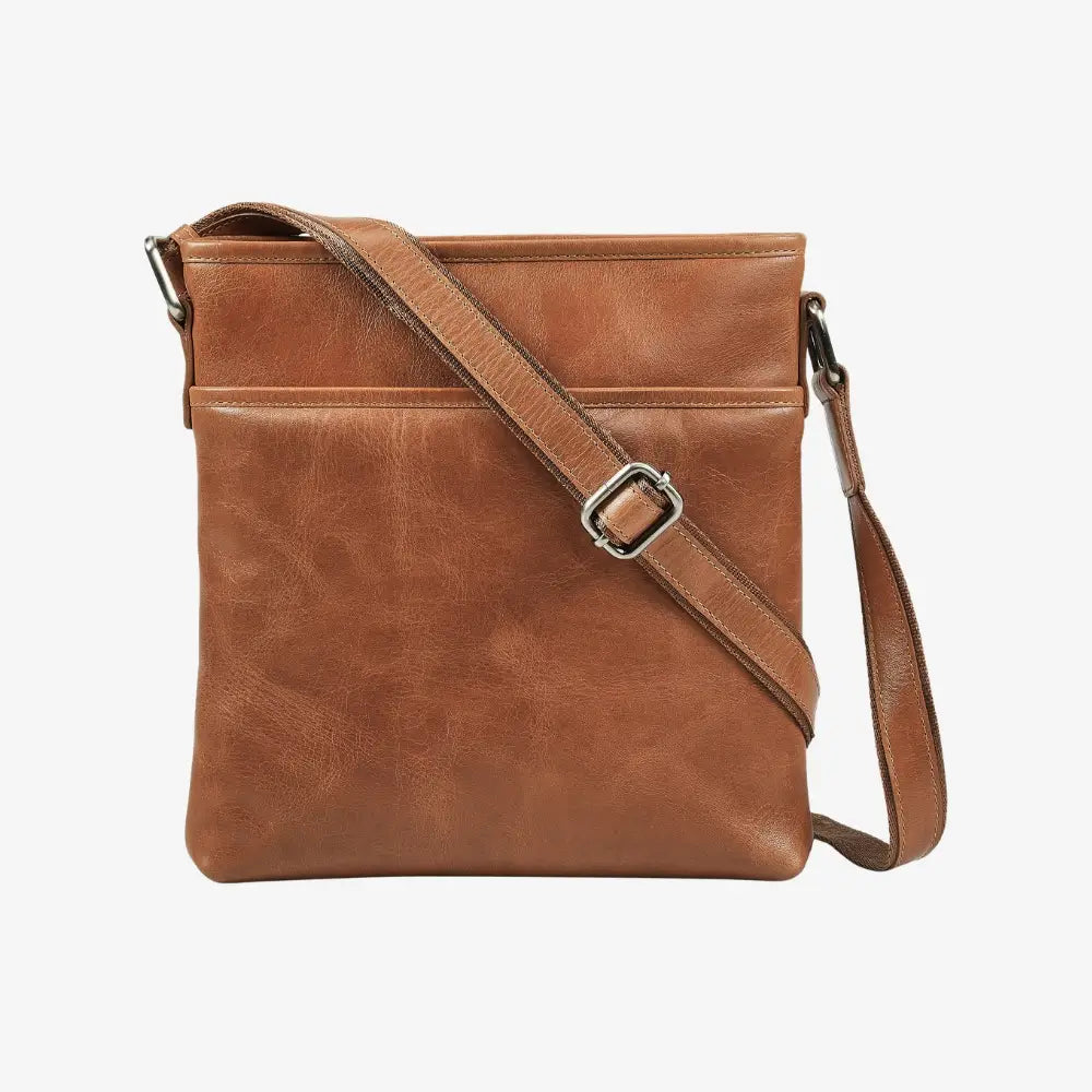 Velura large crossbody bag for women in tan real leather