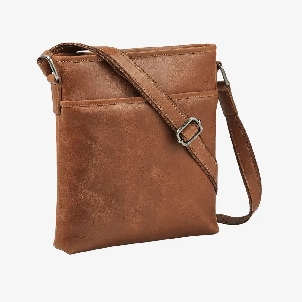 Premium tan leather crossbody purse for women 