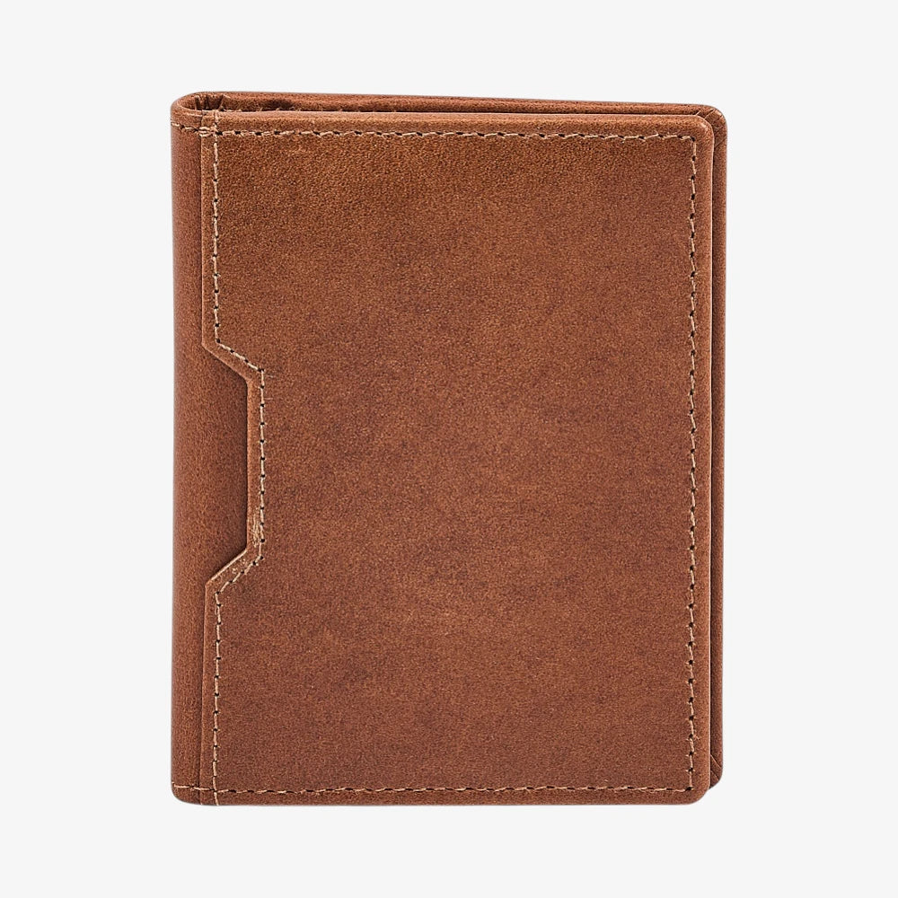 Tan  leather credit card holder on a white background