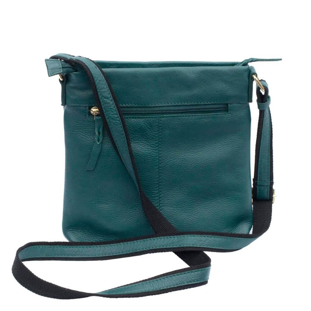 Teal Soft Leather Crossbody Bag with Multi-Pockets (3)