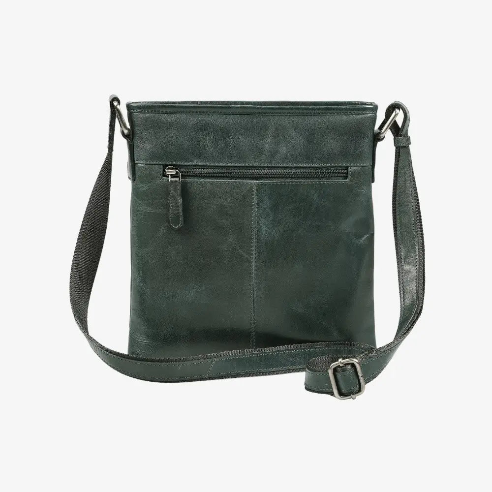 Large teal leather crossbody bag for everyday essentials 