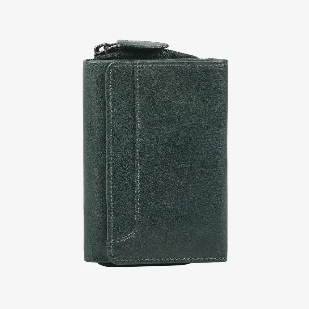 Teal  leather wallet on a white background