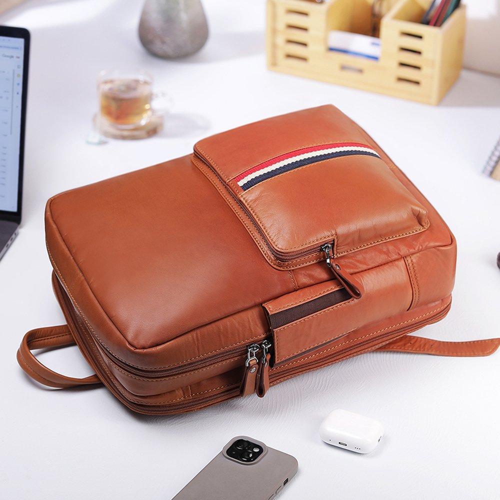 Texan Laptop Backpack with Stripe &#8211; Brown 13