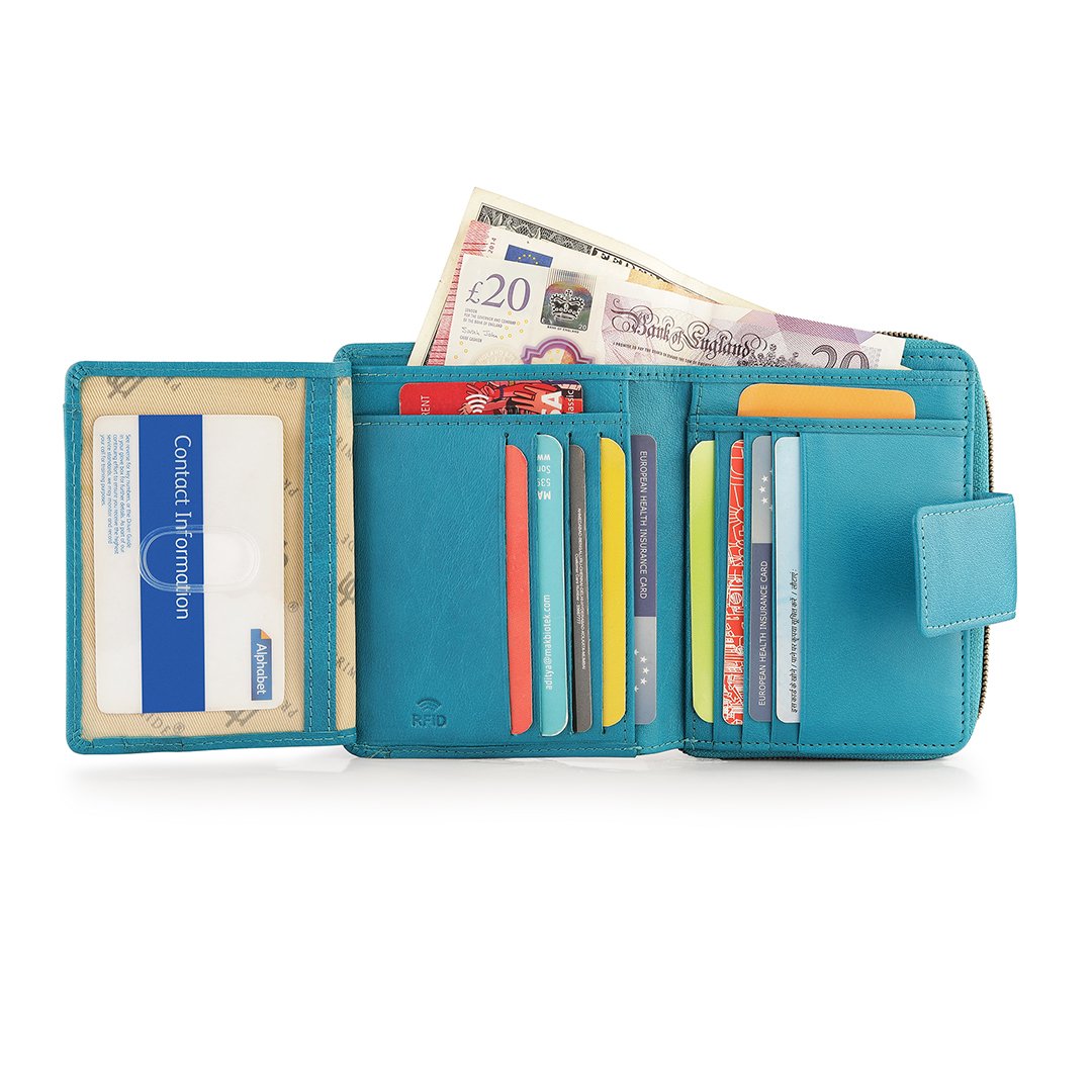 Velura Leather Purse Medium Zip Around Trifold