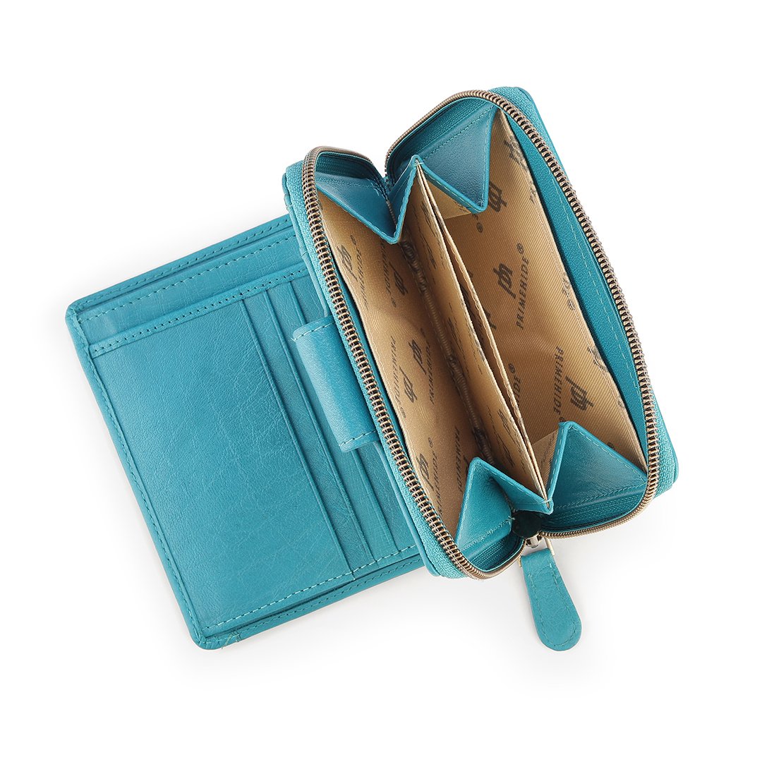 Velura Leather Purse Medium Zip Around Trifold