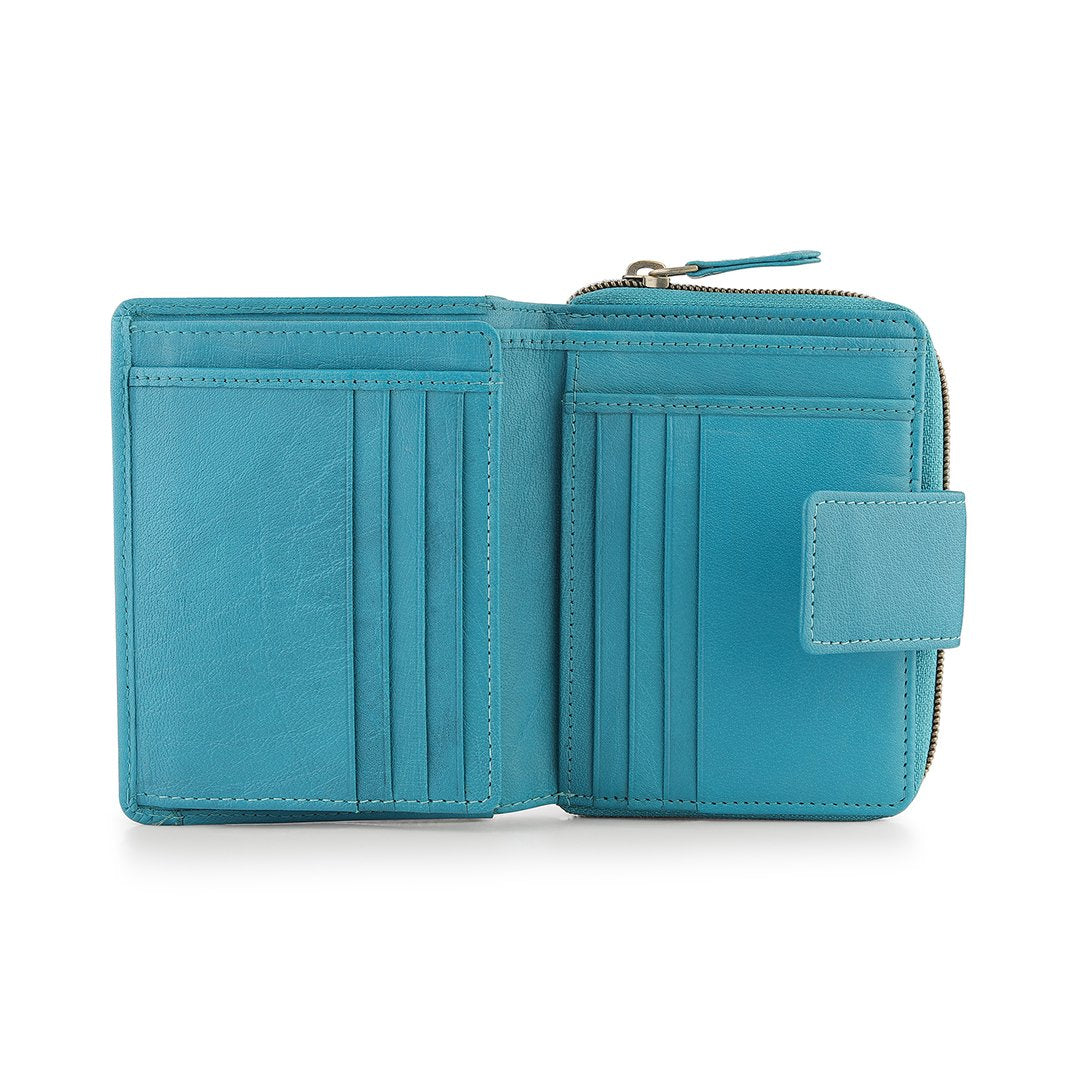 Velura Leather Purse Medium Zip Around Trifold