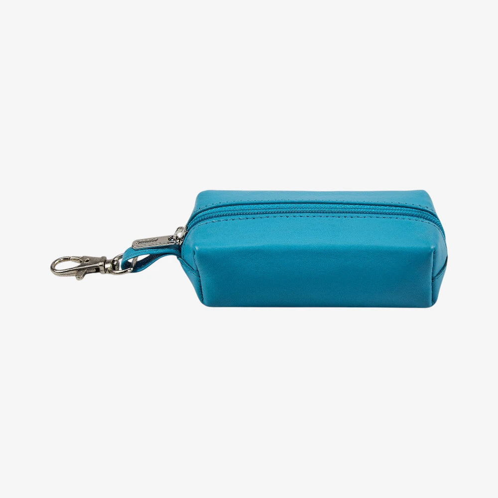 Turquoise leather key pouch made from real leather