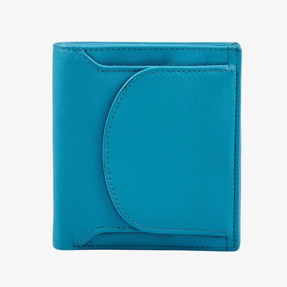 Miami leather coin tray purse in turquoise real leather