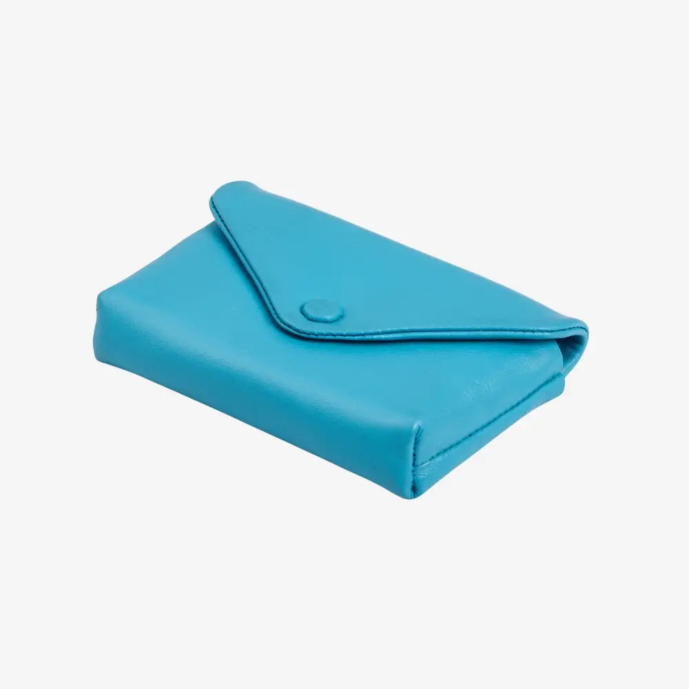 Miami leather small envelope coin purse in turquoise real leather