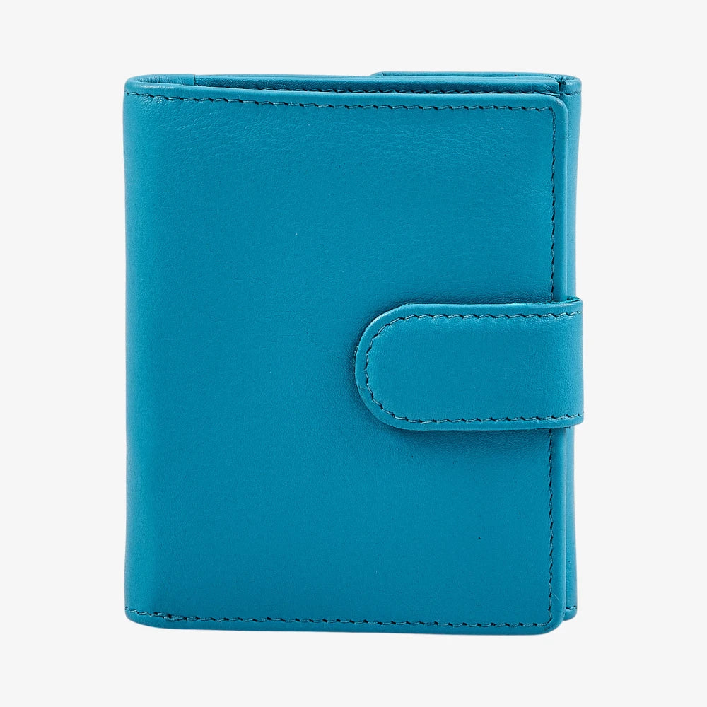 Miami small real leather trifold purse in turquoise with RFID protection
