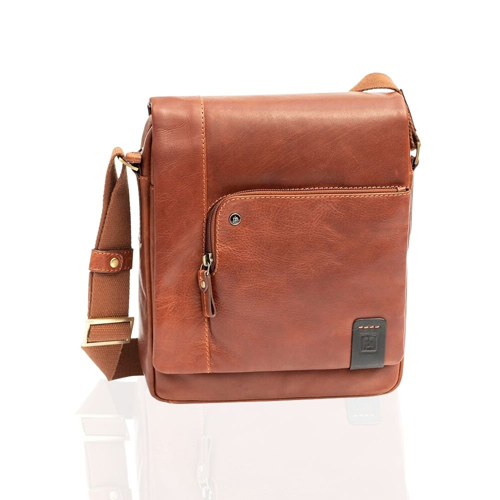 Leather Crossbody Messenger Bag - Vito Tuscan