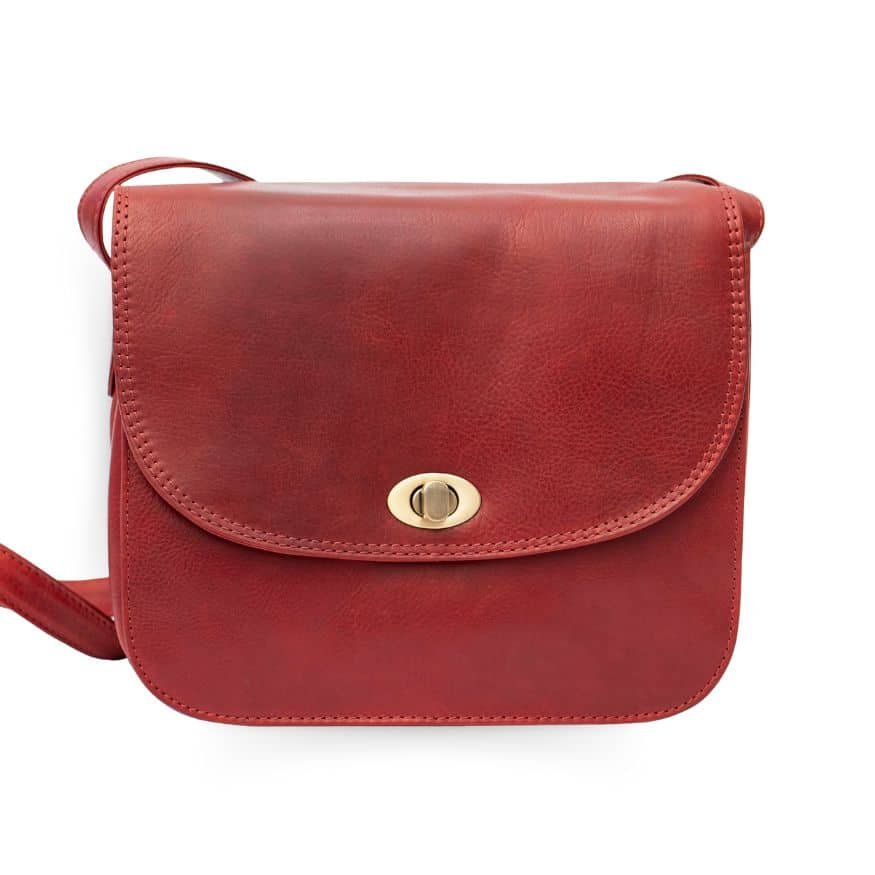 Large Triple-Compartment Leather Handbag - Elena Tuscan