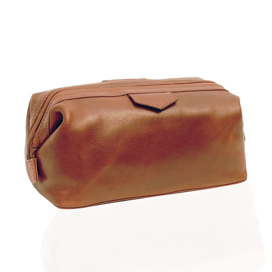 Luxury Leather Washbag - Sandro Tuscan