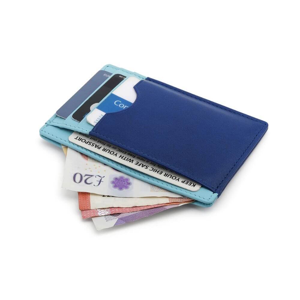Vertical Leather Lined Cardholder Rio 786 &#8211; Blue (3)