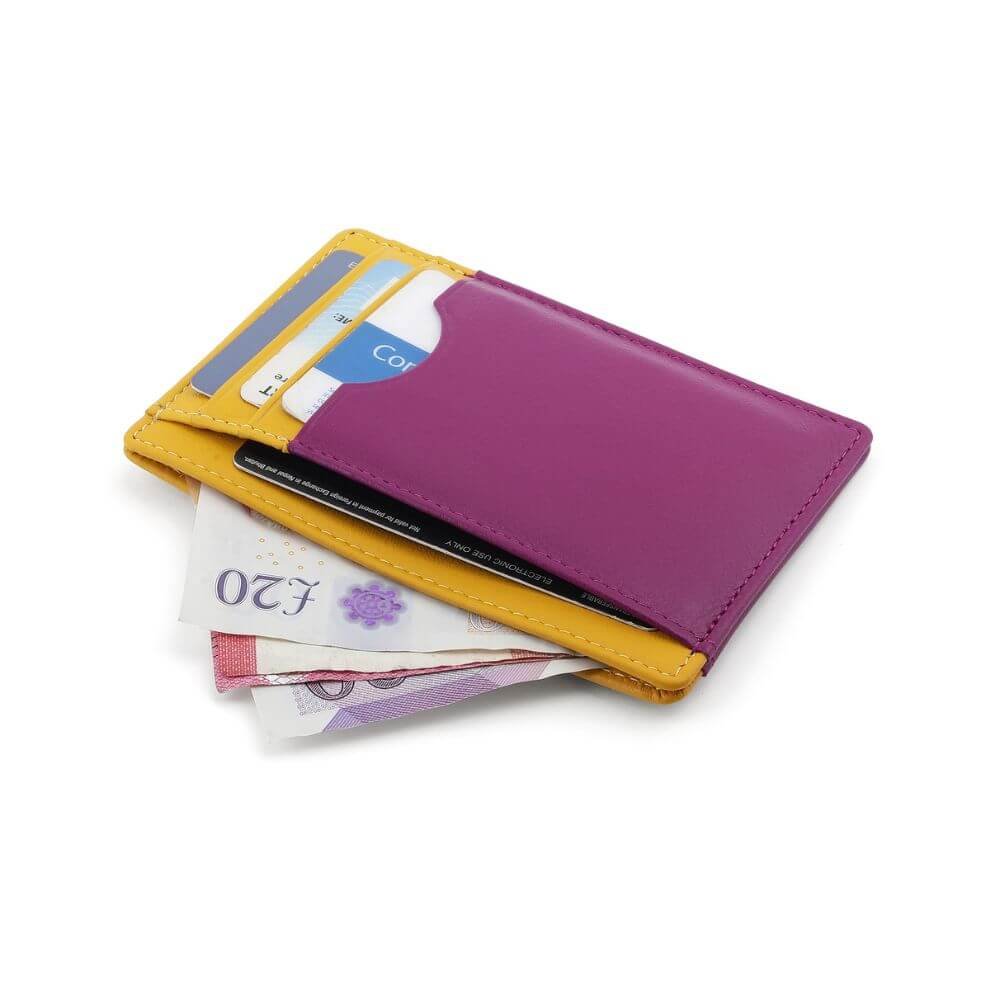 Vertical Leather Lined Cardholder Rio 786 &#8211; Yellow