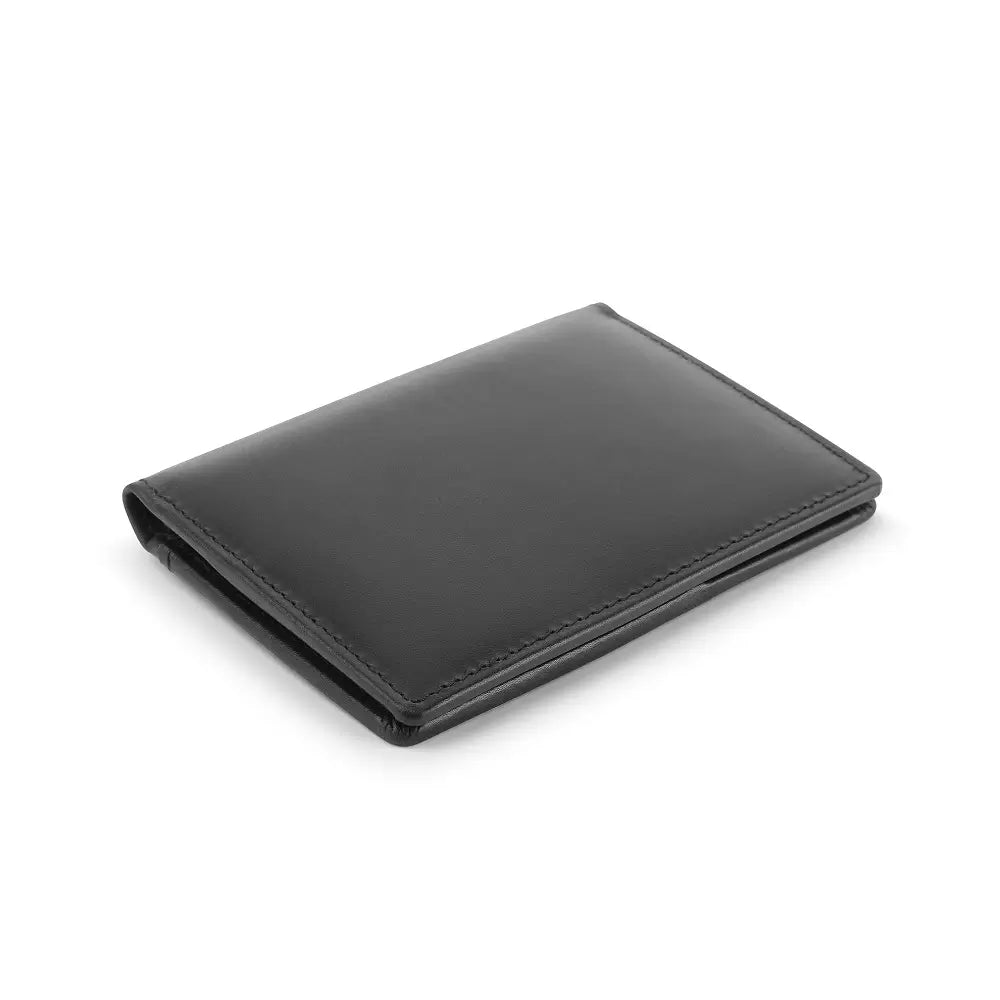 Black leather wallet on a white background