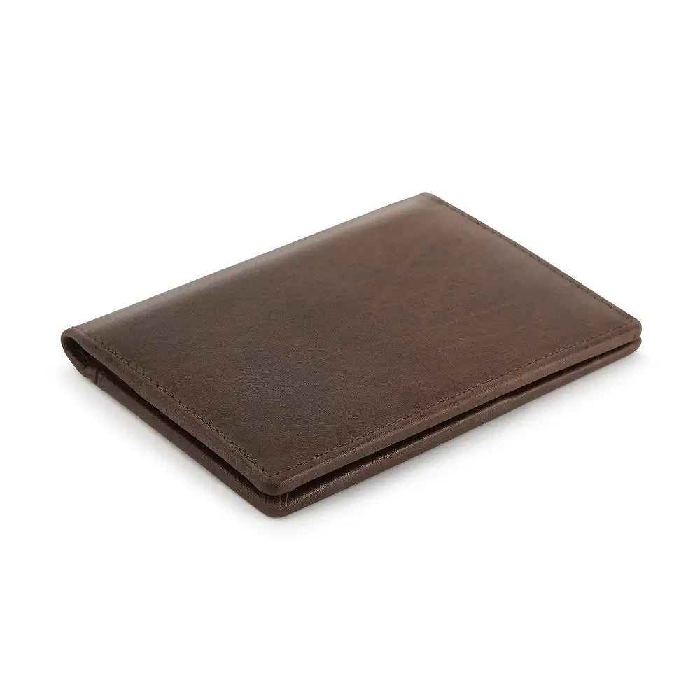 Brown leather wallet on a white background