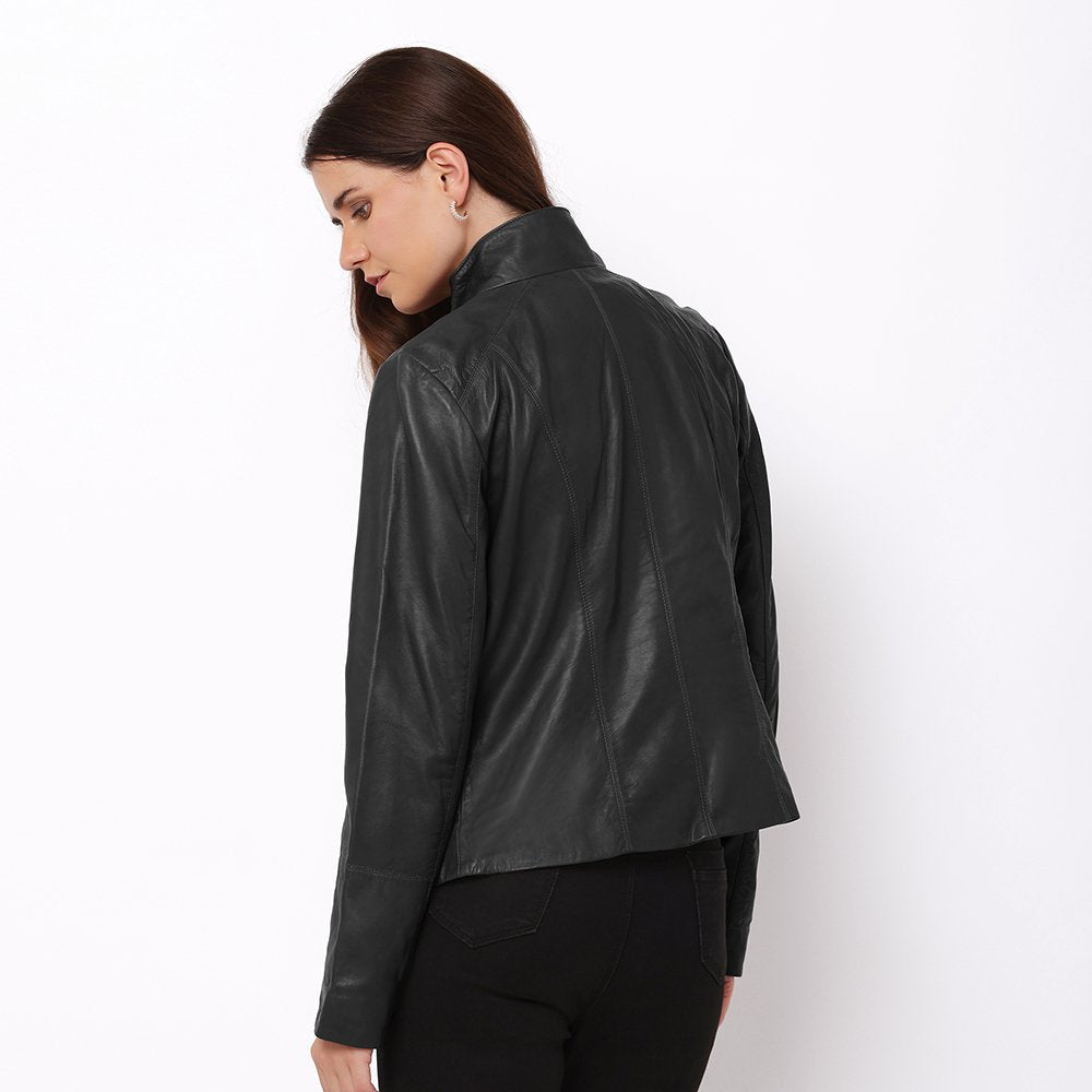 Women’s Black Leather Jacket Reilly 6156 -7