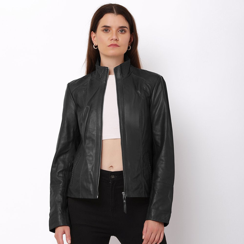 Women’s Black Leather Jacket Reilly 6156 -5