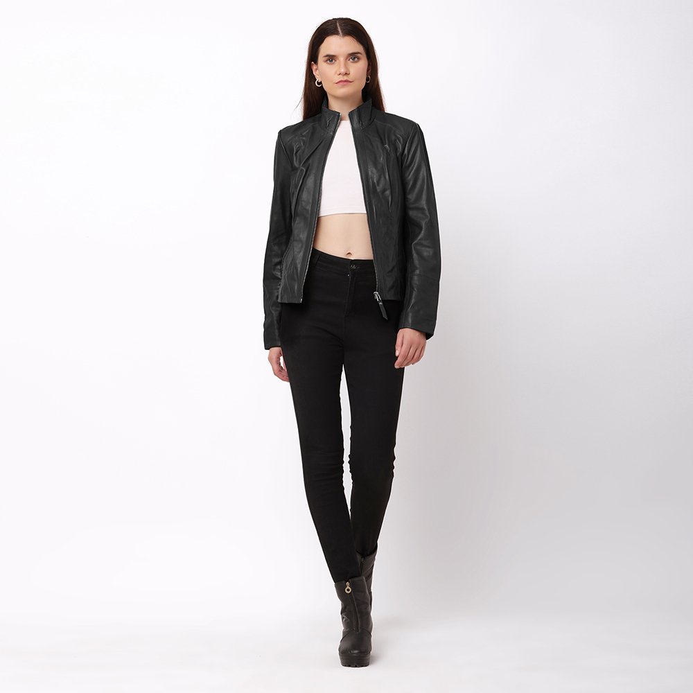 Women’s Black Leather Jacket Reilly 6156 -6