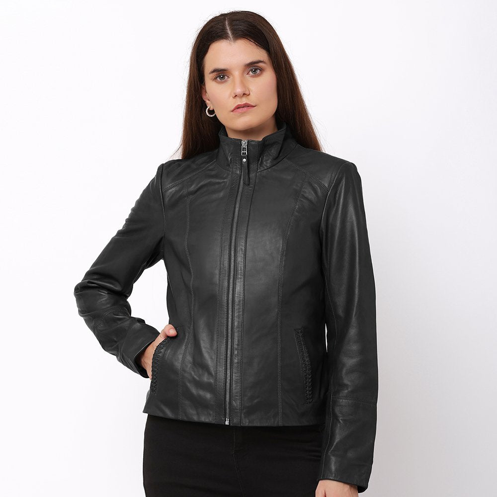 Women’s Black Leather Jacket Reilly 6156 -7