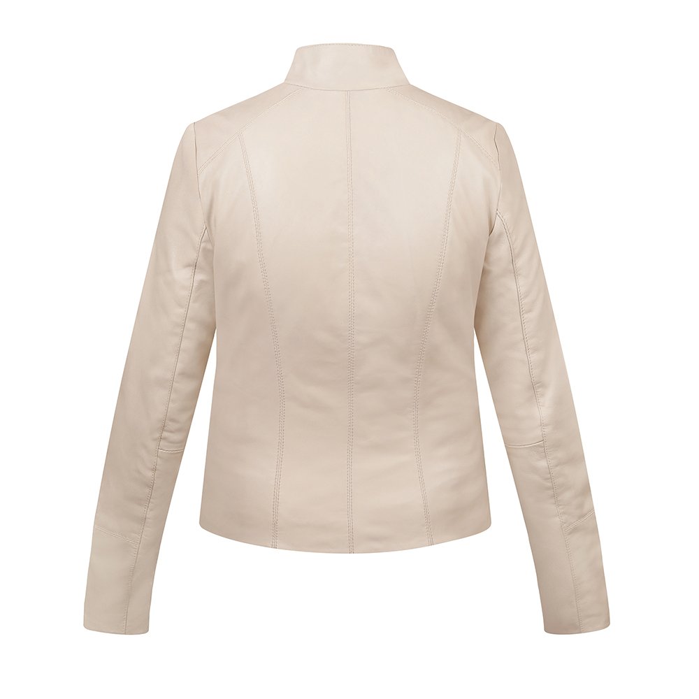 Women&#8217;s Cream Leather Jacket &#8211; Reilly 2