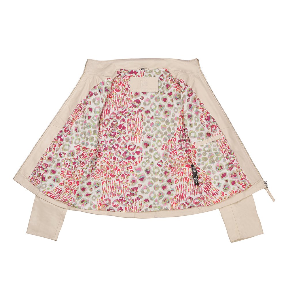 Women&#8217;s Cream Leather Jacket &#8211; Reilly 3