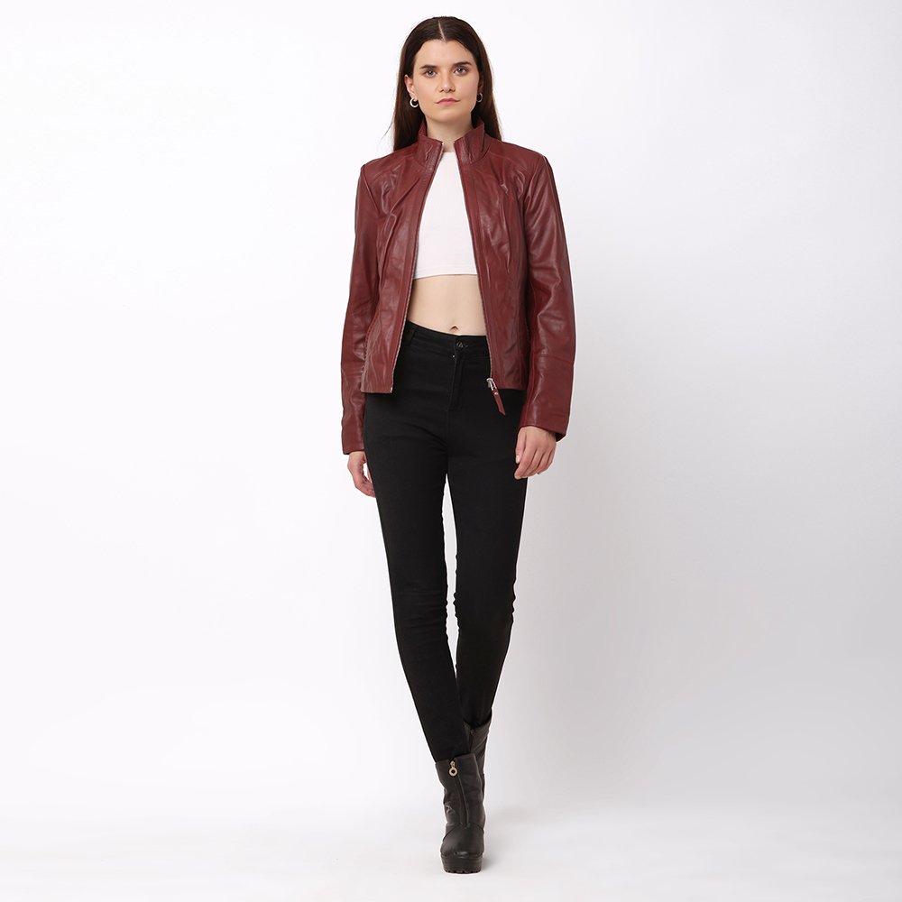 Women’s Plum Leather Jacket Reilly 6156 -7
