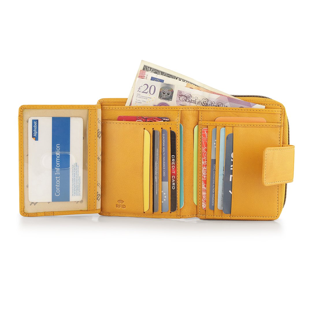 Velura Leather Purse Medium Zip Around Trifold