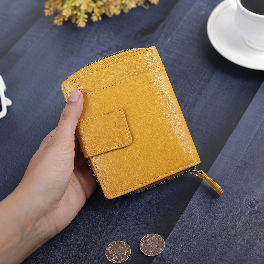 Yellow Medium Zip Around Tri Fold Purse 21952-5