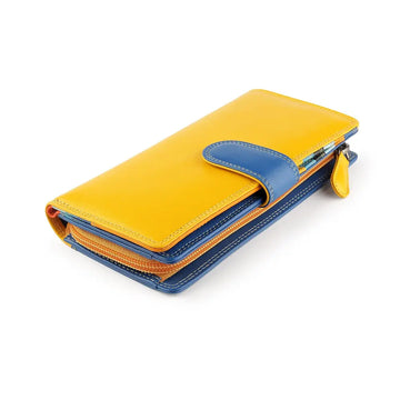 Yellow bifold purse on a white background