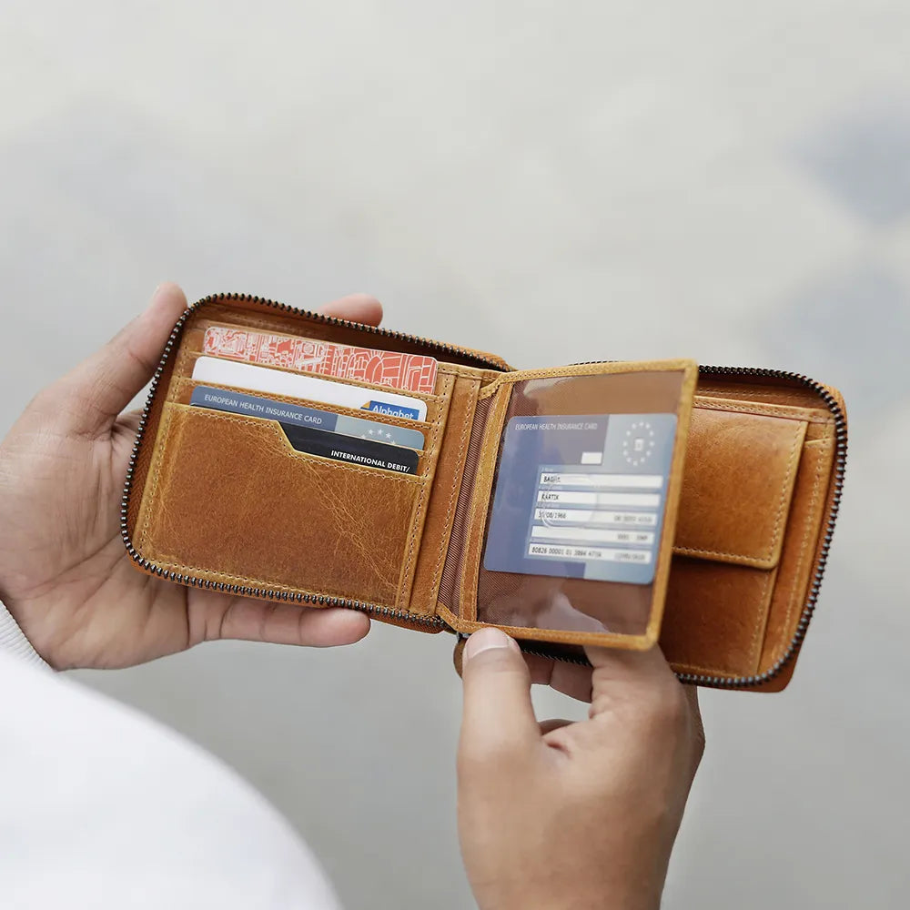 Zip Around Leather Wallet for men