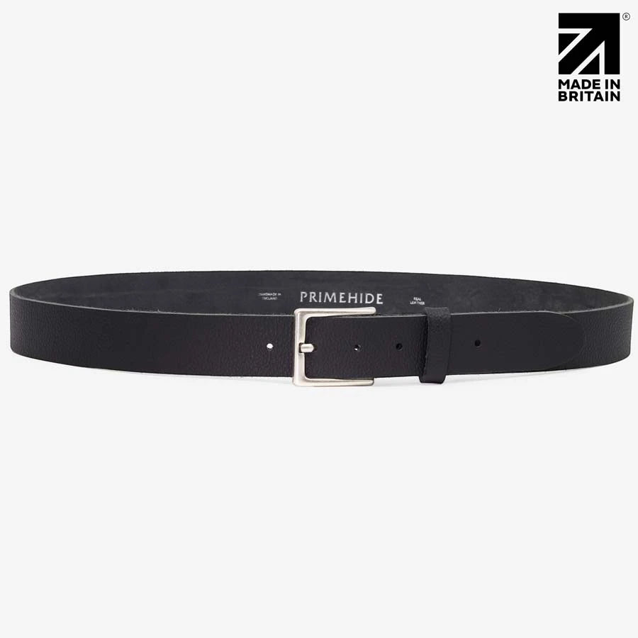 British made black pebble leather belt crafted from english  full grain leather