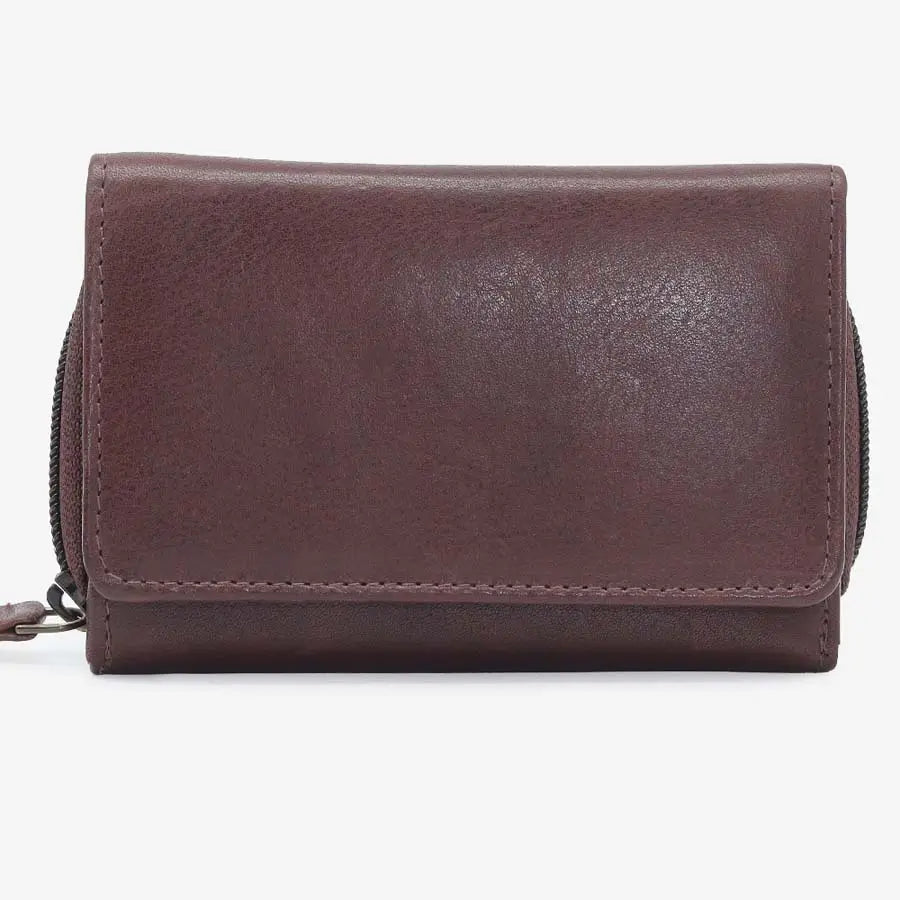 Women's RFID Leather Trifold Purse Tuscan Brown Front View