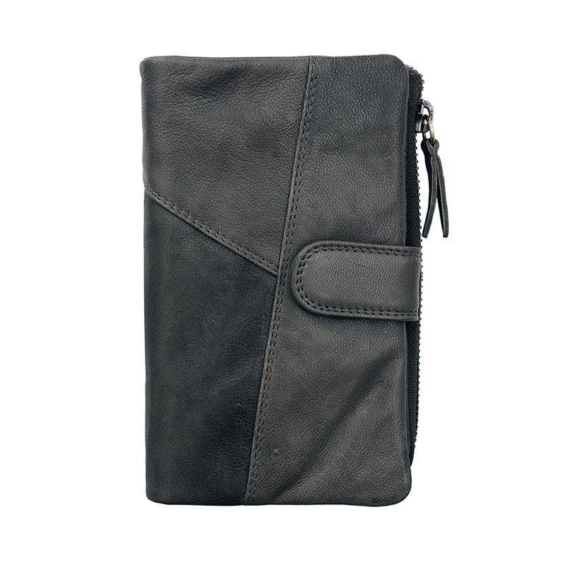 Black Leather Trifold Purse | RFID Secure | Medium Size