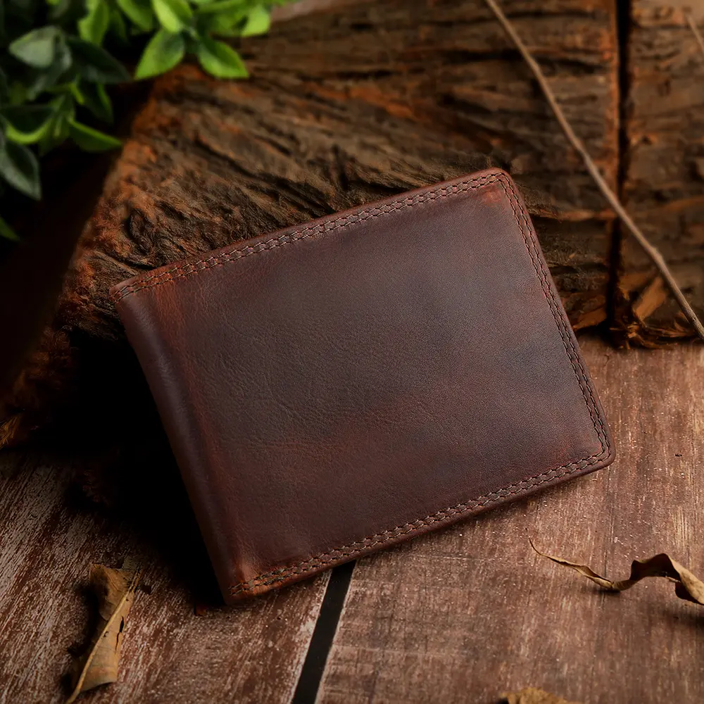 Brown Leather Flip Up Wallet