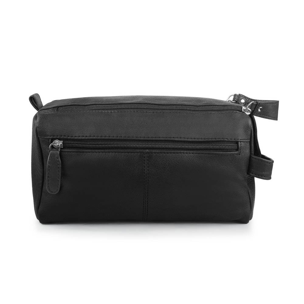 Black Leather wash bag for men