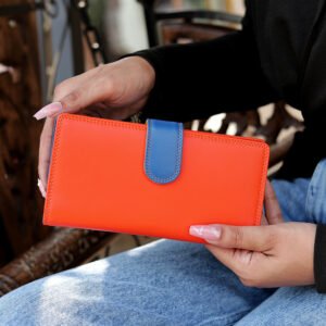 Orange Leather Bifold Purse - PRIMEHIDE London