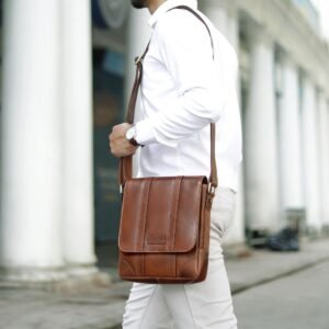 Brown Leather Crossbody Bag for men