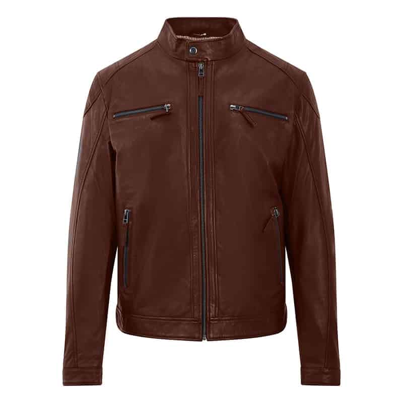 Men’s Cognac Leather Jacket – Roman