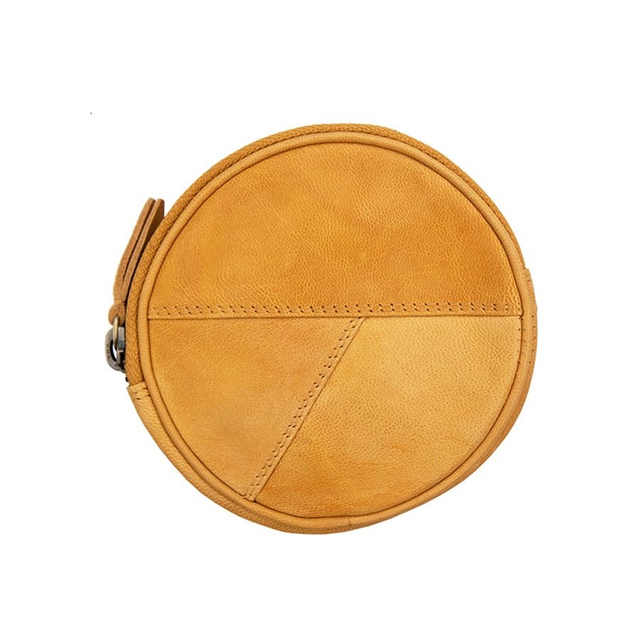 Yellow Round Zipped Coin Pouch