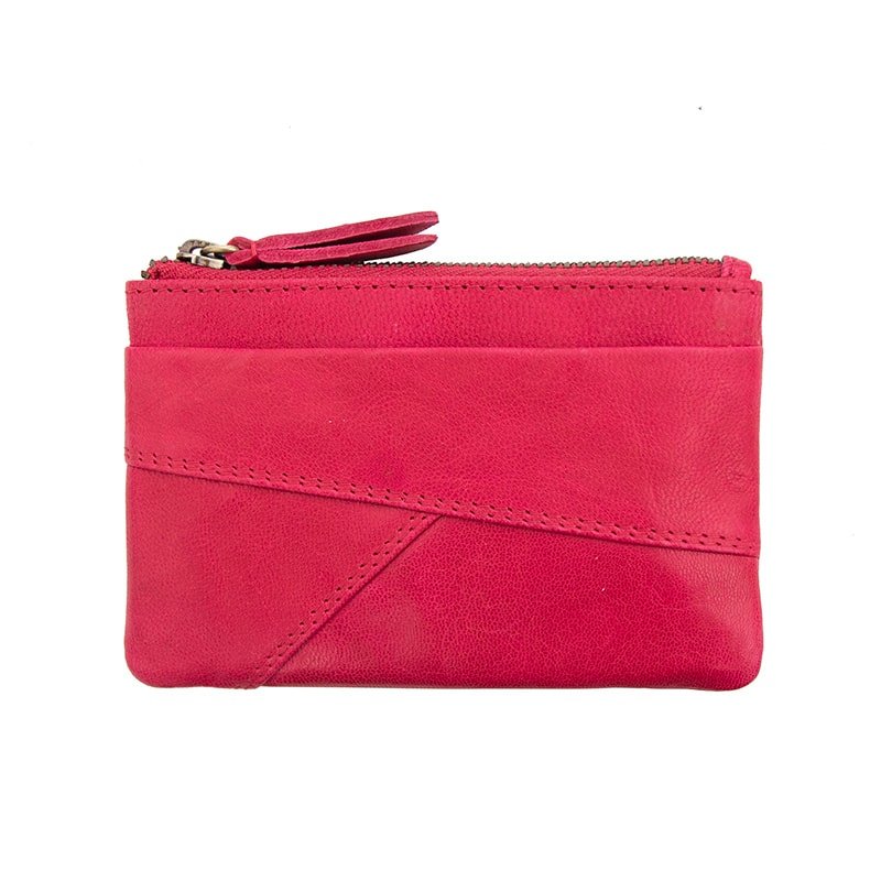 Rhubarb Leather Pouch, a compact yet functional RFID-secure purse