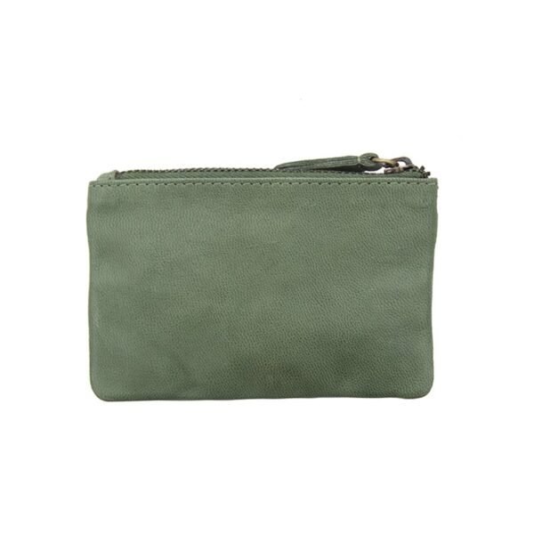 Sage Leather Pouch | RFID Secure | Coin Purse & Keyring, back