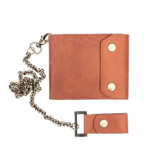 Biker Bifold Wallet With Chain, tan colour