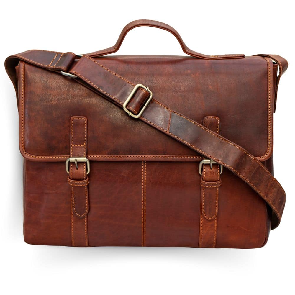 Brown Bridge Briefcase with Leather Strap