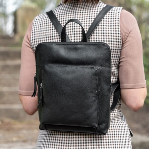 black leather backpack